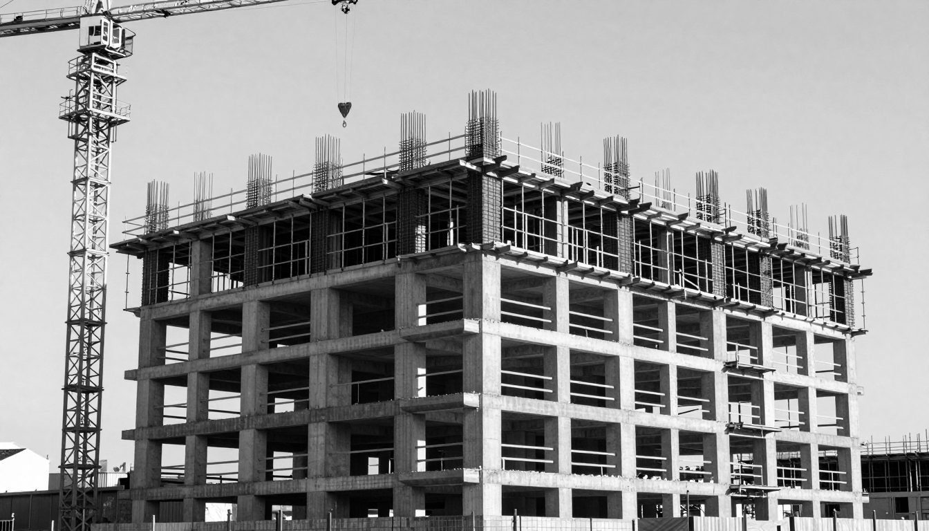 Reinforced concrete building under construction